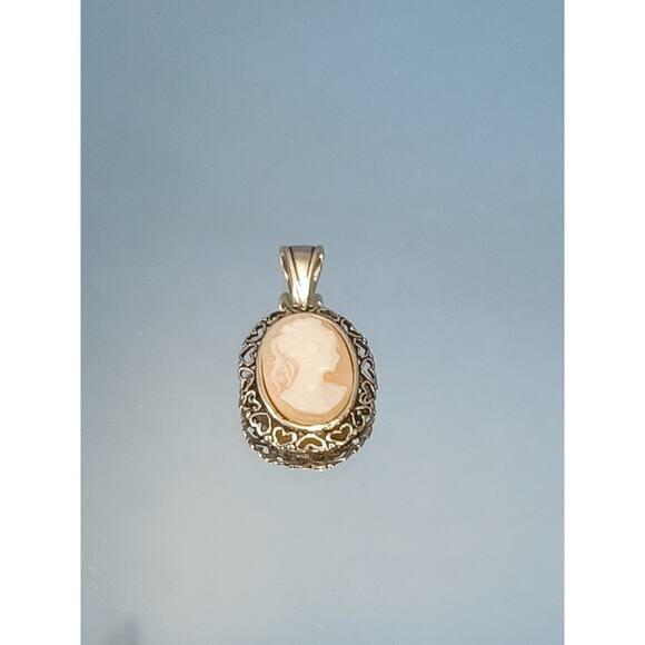 Sterling Silver Cameo Lady Vintage Charm Heart Trim Pink & White - Picture 6 of 7